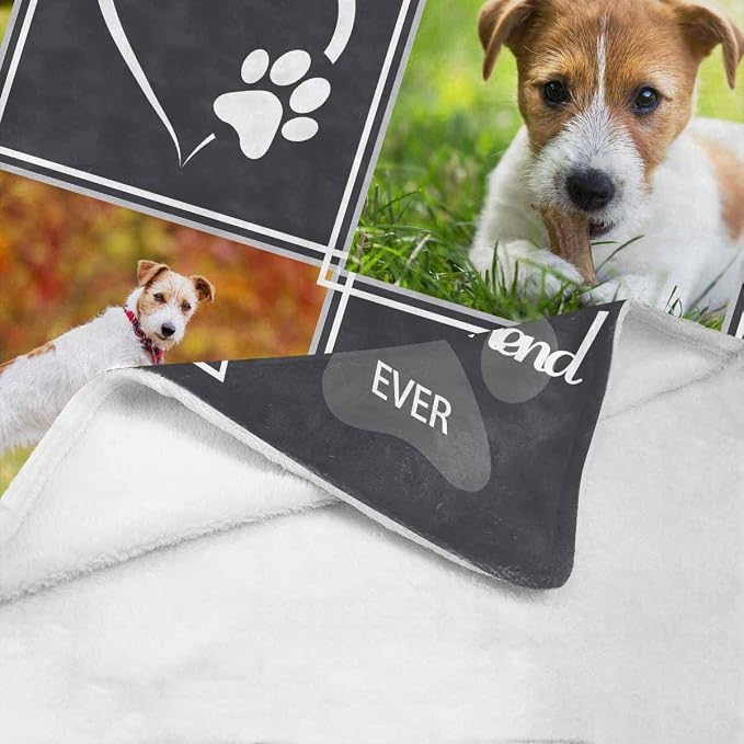 Artsadd Custom Memorial Blanket with Photos and Name-in Loving Memory Gifts Personalized for Loved Ones Lost-Remembrance Blankets for Dogs Cats Pets Lover-Gray