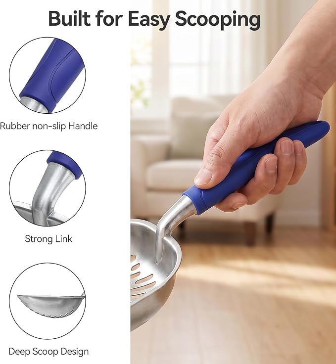 Cat Litter Scoop, Kitty Metal Scooper, Heavy Duty Aluminum Deep Sifter with Long Handle, Rustproof Durable Kitten Poop Shovel for Travel & Small Litter Box