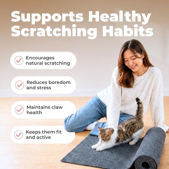 Best Pet Supplies Catify Cat Scratcher, Fun Interactive Scratchers, Posts, Poles, Claw Safe, Furniture Saver Indoor Play Support Natural Cat Behaviors Heavy Duty - Gray Mat - L: 39"
