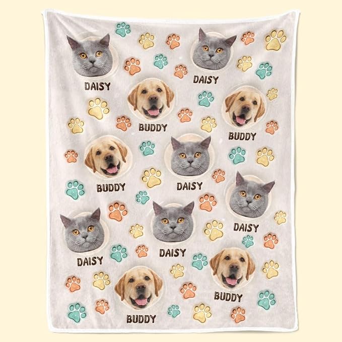 Pamaheart Custom Dog Face Blankets, Personalized Pet Photo Blanket, Fleece Dog Blankets, Customized Photo Throws, Dogs Dad Gifts, Pet Lover Gifts, Memorial Gift /23