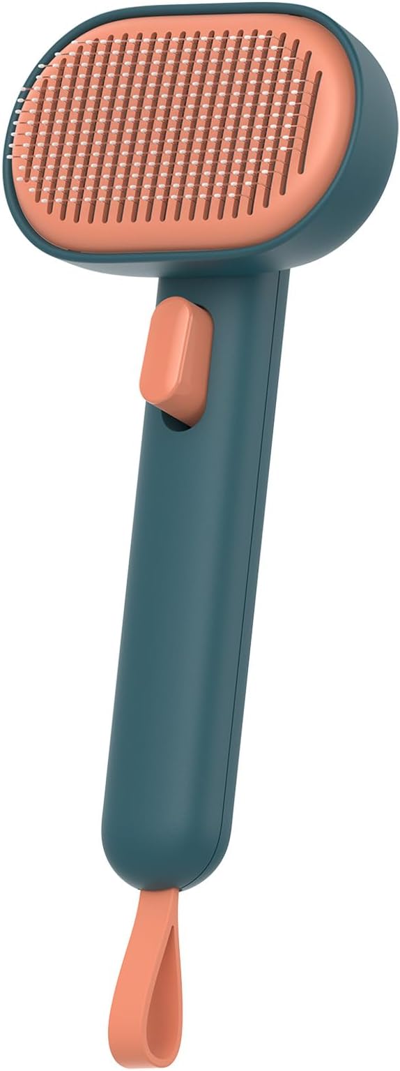 Aumuca Skin Friendly Self-Cleaning Slicker Brush for Dogs & Cats, Gentle Pet Grooming Tool for Shedding & Deshedding, Efficient Hair Remover for Long & Short Haired Pets | Self Cleaning Pet Brush for Long or Semi-Short Haired Cats, Removing Loose Fur &...