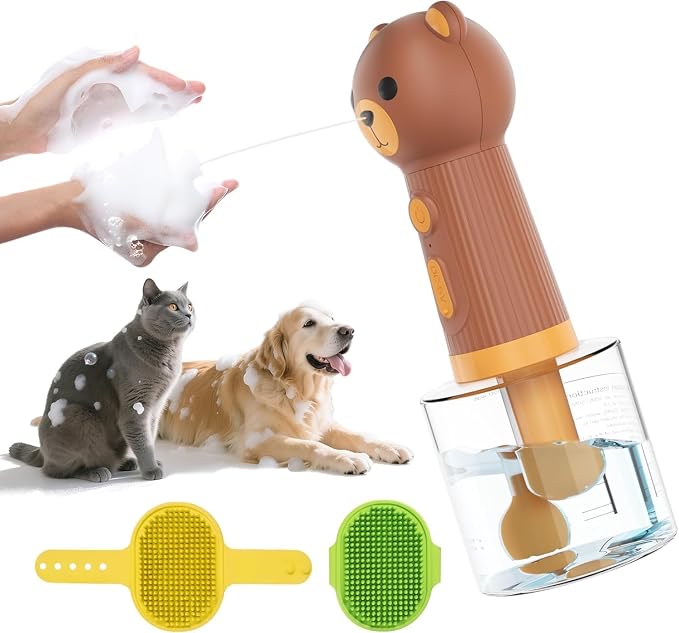 Dog Shampoo Foamer, Electric Dog Soap Dispenser, Automatic Dog Shampoo Sprayer with Dog Bath Brush, Dog Bath Supplies - Outdoor Dog Shower Attachment for Bathtub for After Walk Pet Wash