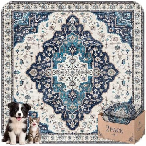 Washable Pee Pads for Dogs,Super Absorbent Reusable Puppy Potty Training Pads,Waterproof,Leak-Proof & Non-Slip Potty Pads for Floor,Whelping,Crates,Bed(Indigo Teal, 54"x54")