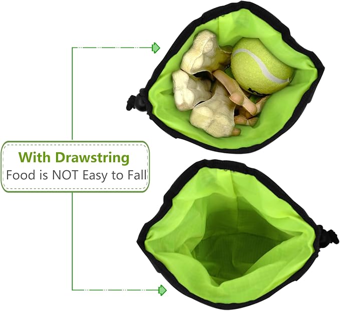 Dog Treat Pouch, Pet Training Clickers,Hands-Free Waist Belt Clip Nylon Pet Treat Pouch with Shoulder Strap, Puppy Walking Supplies Built-in Poop Bag Dispenser for Cat Bird Rabbit (Black)