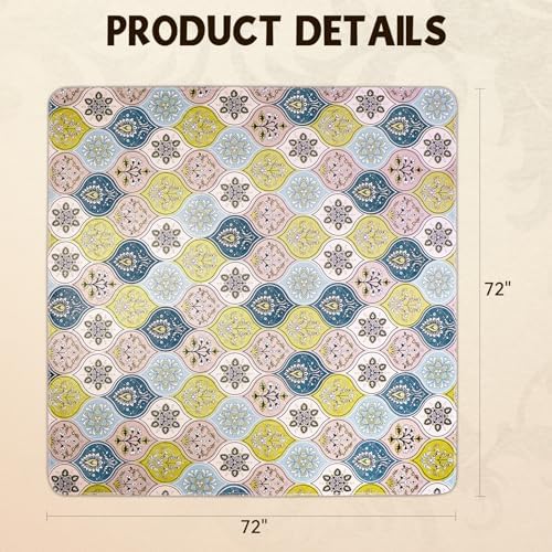 Washable Pee Pads for Dogs, Stylish Absorbent Reusable Training Dog Pads, Non-Slip and Leak-Proof Puppy Pads, Potty Pads for Crates, Whelping, Playpen, Bed and Floors (Cream/Multi, 72" x 72" 1PACK)