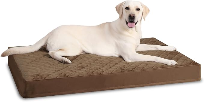 NUPIDA Orthopedic Dog Beds Large Sized Dog Waterproof Pet Bed for Crate,with Removable Washable Cover and Non-Slip Bottom, 35x23 Inch, Brown
