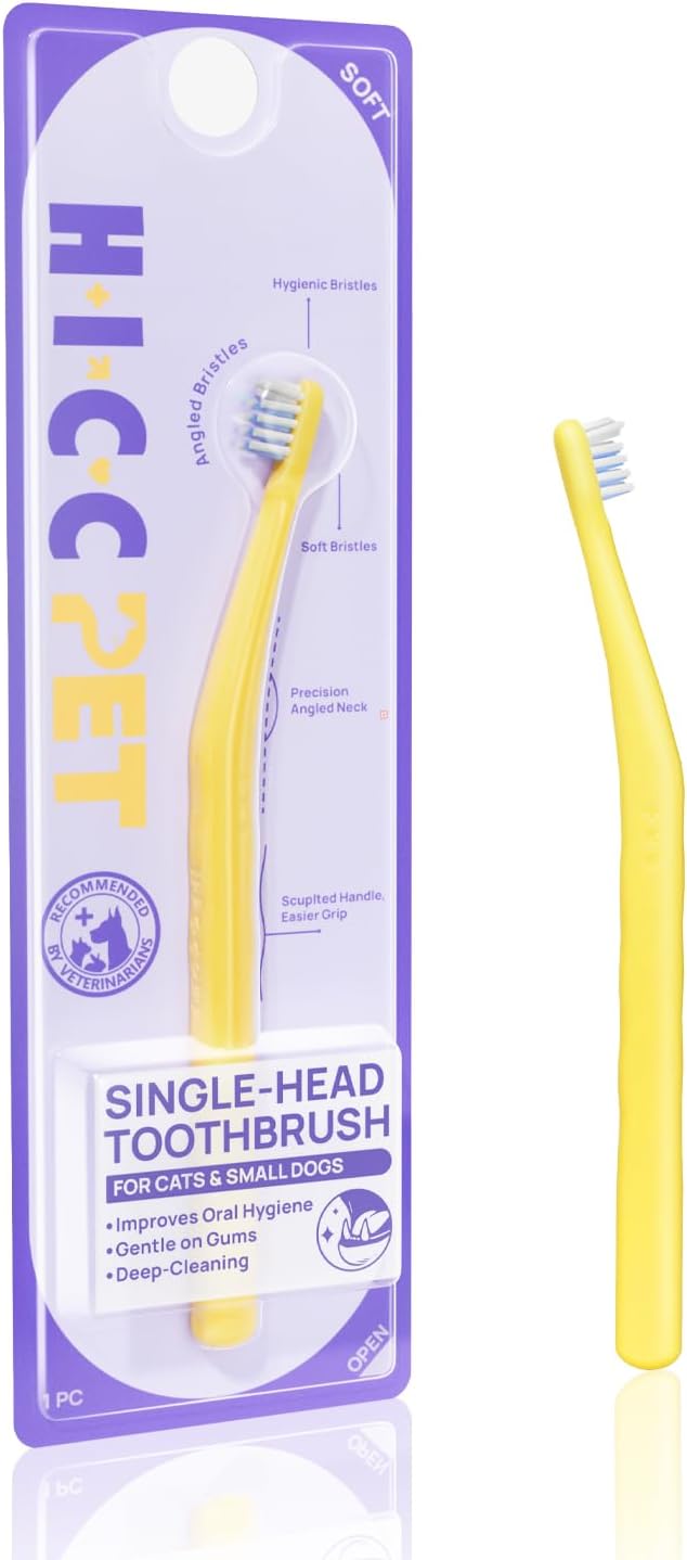 HICC PET Toothbrush for Cats & Small Dogs,Ergonomic Pet Toothbrush for Easy Teeth Cleaning,Gentle on Gums, Cat & Dog Oral Care – Toothpaste Not Included