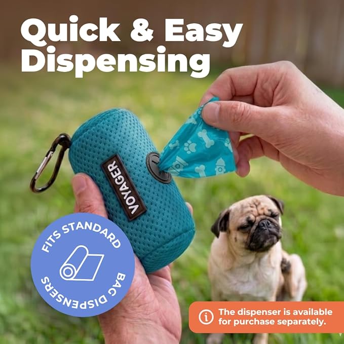 Best Pet Supplies Dog Poop Bags (360 Bags) for Waste Refuse Cleanup, Doggy Roll Replacements for Outdoor Puppy Walking and Travel, Leak Proof and Tear Resistant, Thick Plastic - Turquoise