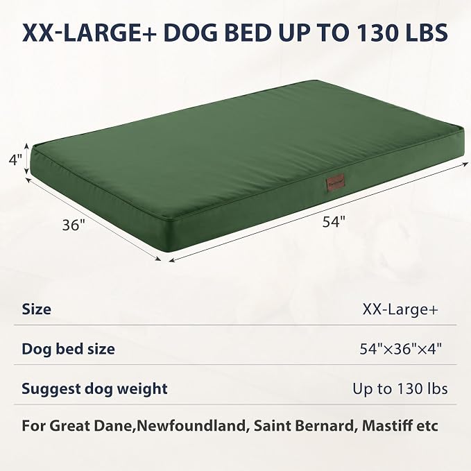 BFPETHOME Outdoor Waterproof Dog Bed for Large Dogs, Washable Cover, 54" | Outdoor & Indoor Use, Waterproof, For Medium, Large, Extra Large Dogs, Orthopedic, Egg Crate Foam, Up to 130 lbs