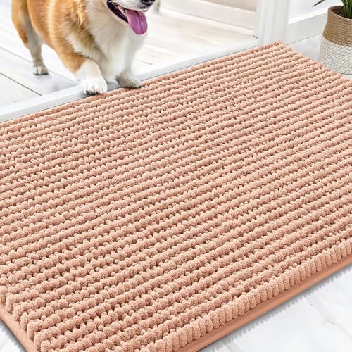 OLANLY Dog Door Mat for Muddy Paws 30x20, Extra Absorbent Chenille Mud Mat