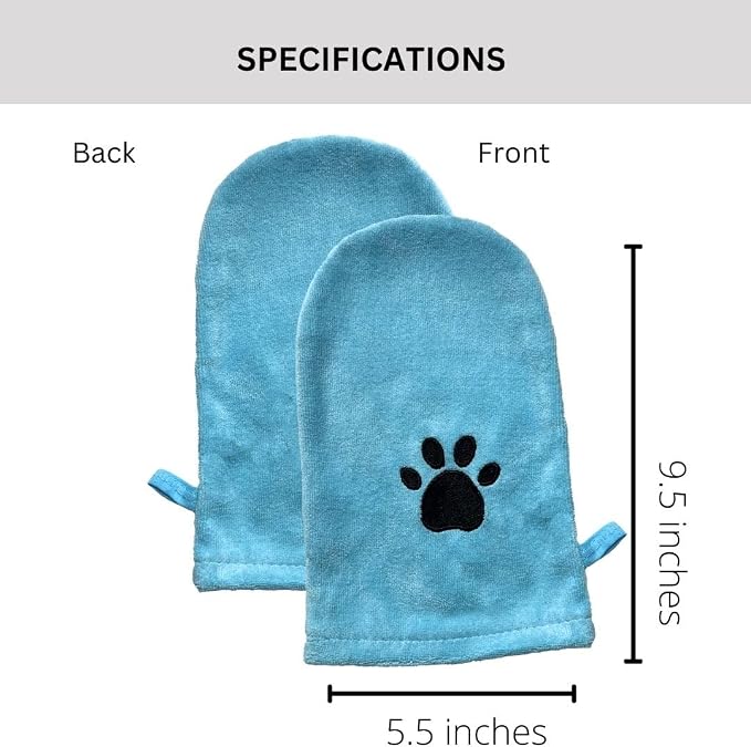 Penny & Niko Microfiber Pet Towel Mitts - Paw Cleaning and Drying Mitts/Gloves for Dogs and Cats (Sky Blue, Standard - 4 Pack)