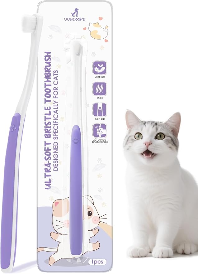 Cat Toothbrush for Cats & Kittens, Soft Bristles, Compact Head | Gentle Care for Small Mouths. Easy Daily Brushing. Gum Comfort. Calmer Bonding. Everyday Oral Routine