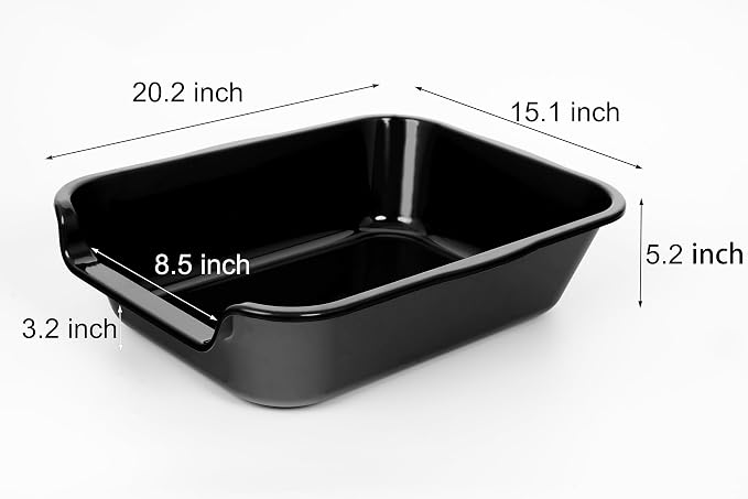 1 Pack of Extra Large Cat Litter Box (ABS Material), Low Entry Senior Litter Pen for Geriatric Kitty Big Cats, Jumbo Pet Safe Litter Boxes Tray for Indoor Pets Potty (Black, 20"L x 15.5"W)
