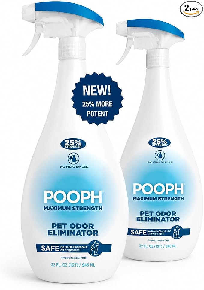 POOPH Plus Maximum Strength Pet Odor Eliminator Spray, 32 oz - Pack of 2 | Maximum-strength odor eliminator spray on carpets, furniture, litter boxes, and hard floors, 32 oz - Pack of 2
