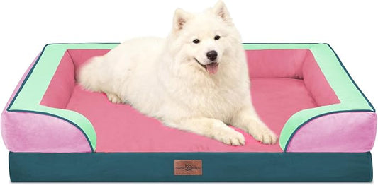 Comfort Expression Orthopedic Dog Beds for Large Sized Dog with Bolster | Waterproof Dog Couch Bed with Washable Cover & Non-Slip Bottom, Supportive Egg Crate Foam Large Pet Bed, 36x27 Inch