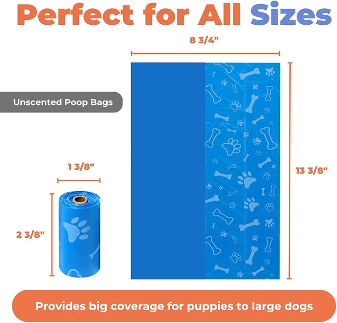 Best Pet Supplies Dog Poop Bags for Waste Refuse Cleanup, Doggy Roll Replacements for Outdoor Puppy Walking and Travel, Leak Proof and Tear Resistant, Thick Plastic - Blue (Unscented), 150 Bags