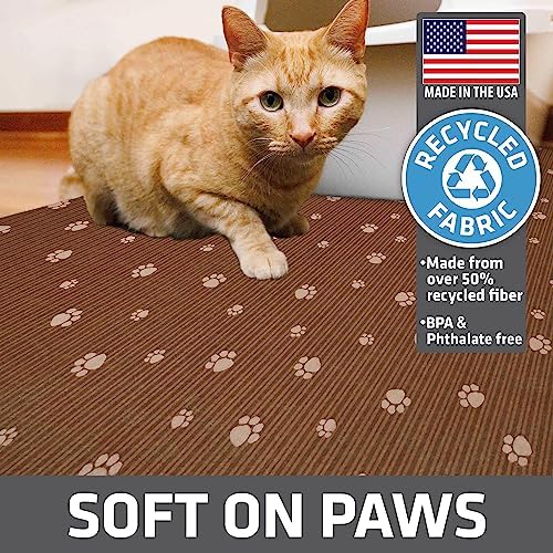 Drymate Original Cat Litter Mat, Contains Mess from Box, Protects Floors, Urine-Proof, Machine Washable, Soft on Kitty Paws, Absorbent, Waterproof (USA Made, Recycled Content) (20”x28”)(BrownTanPaw)