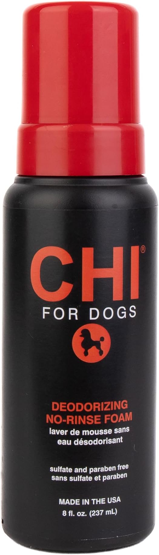 CHI for Dogs Deodorizing Waterless Foam Wash, No-Rinse Dry Shampoo for Dogs to Help Control Odor, Sulfate and Paraben Free, Waterless Pet Grooming, Pump Bottle, Made in the USA, 8 Fl Oz