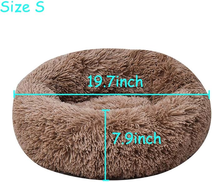 Modern Soft Plush Round Pet Bed for Cats or Small Dogs, Mini Medium Sized Dog Cat Bed Self Warming Autumn Winter Indoor Snooze Sleeping Cozy Kitty Teddy Kennel (20'' D x 8'' H, Coffee)
