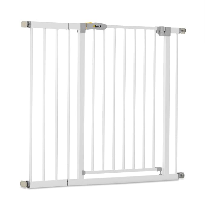 hauck Open N Stop Pressure Fit Baby & Pet Safety Gate w/ 8" Extension, Accommodates 37.8 to 39.75" Wide Home Doorway, Stairway, or Hallway, White