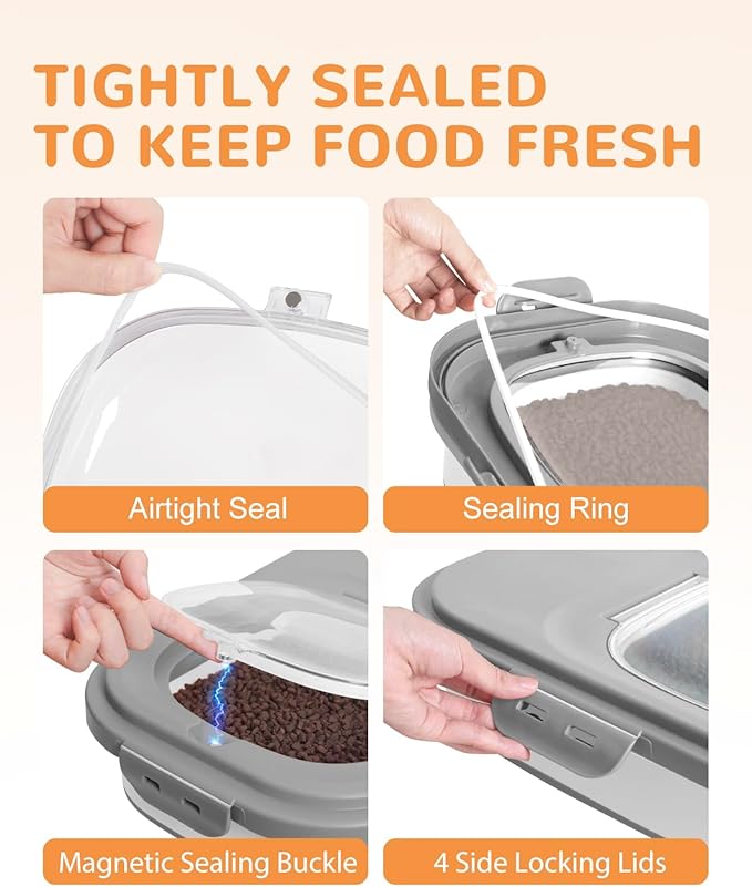 20-23 Lbs Dog Food Storage Container,Collapsible Dog Food Container | Pet Food Storage Containers with Attachable Casters and Scoop,Small Container,Keep Dry Food Fresh,Easy to Move with Wheels
