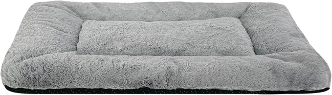 Washable Dog Crate Bed Mat for Medium/Large Dogs – All-Season Comfort with Ultra-Soft Flannel & Heavy-Duty Support (Gray, 30''L*19''W)