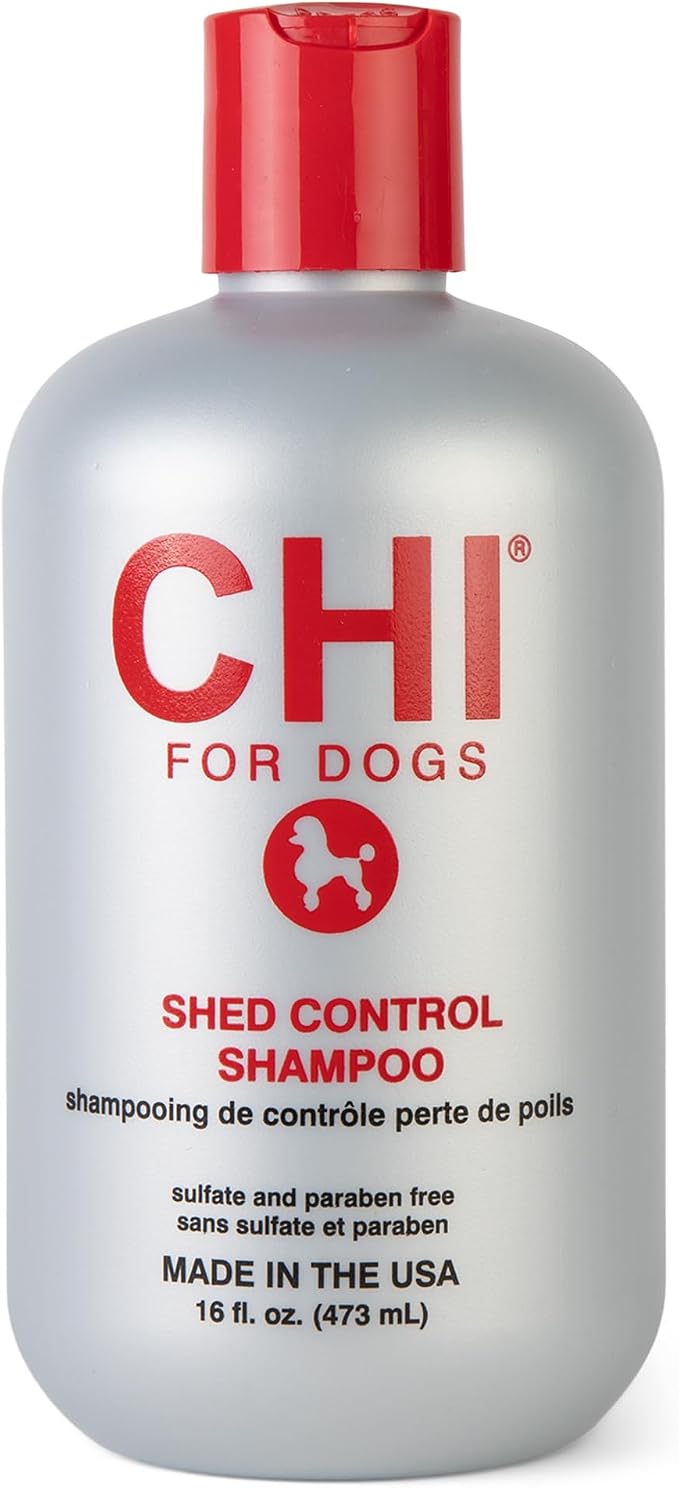 CHI for Dogs Shed Control Shampoo Anti-Shedding Formula Reduces Loose Hair Sulfate and Paraben Free pH Balanced Cruelty Free All Coat Types 16 FL OZ USA for Dogs Puppies and All Breeds Grooming