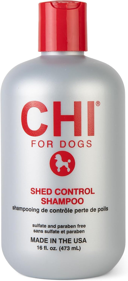 CHI for Dogs Shed Control Shampoo Anti-Shedding Formula Reduces Loose Hair Sulfate and Paraben Free pH Balanced Cruelty Free All Coat Types 16 FL OZ USA for Dogs Puppies and All Breeds Grooming