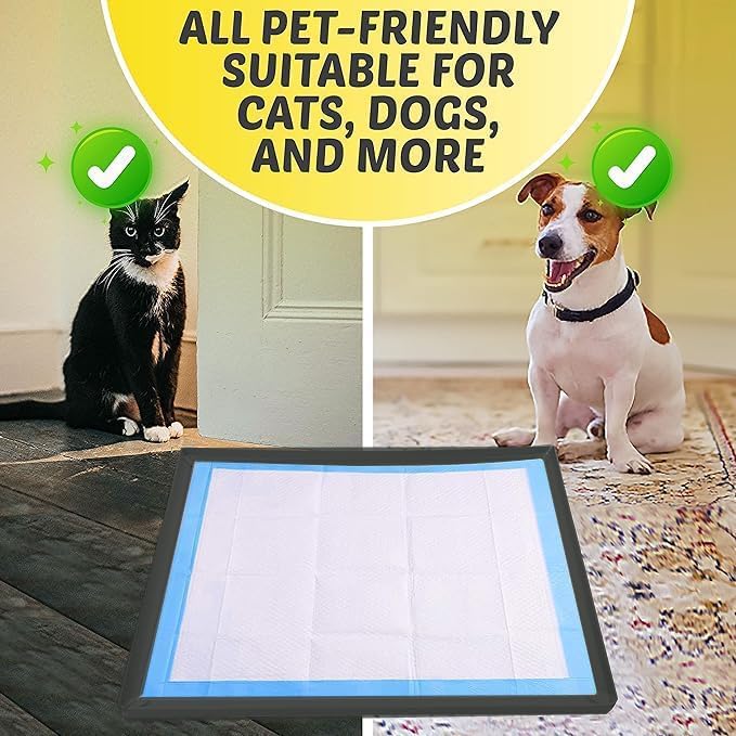 TidyFriend Dog Pee Pad Holder Tray Fits for 36” x 36” Wee Wee Pee Pads - Stable Grip, Raised Edges, Quick-Wipe Silicone Surface Dog Potty Tray Holder for Indoor Flooring Protection (Black)