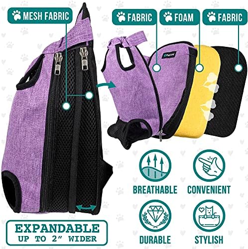 PetAmi Dog Carrier Backpack, Adjustable Pet Cat Front Carrier Backpack, Ventilated Dog Chest Carrier for Hiking Camping Travel, Sling Bag for Small Medium Dog Cat Puppies, Medium, 9-13 lbs, Purple