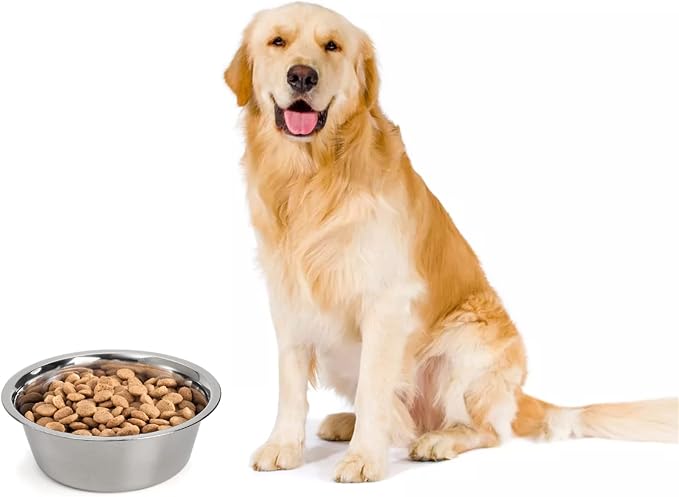 DEAYOU 4-Pack Stainless Steel Dog and Cat Bowl, Metal Food and Water Dish, 8.26" Basic Pet Feed Bowl for Large Medium Dog, 47 OZ Replacement Bowls for Elevated Stand, Dishwasher Safe