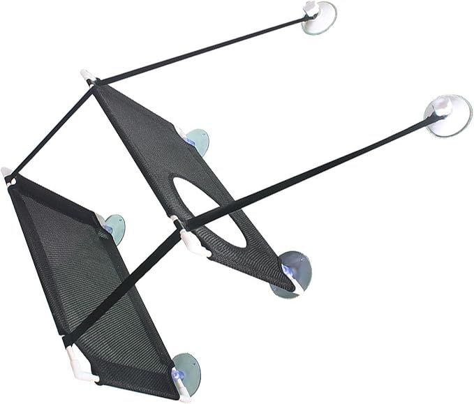 JTLB Cat Hammock, Double Layer Hanging Cat Bed with Strong Suction Cups, for Window Balcony Indoor Outdoor Use (Black 2 Layer)