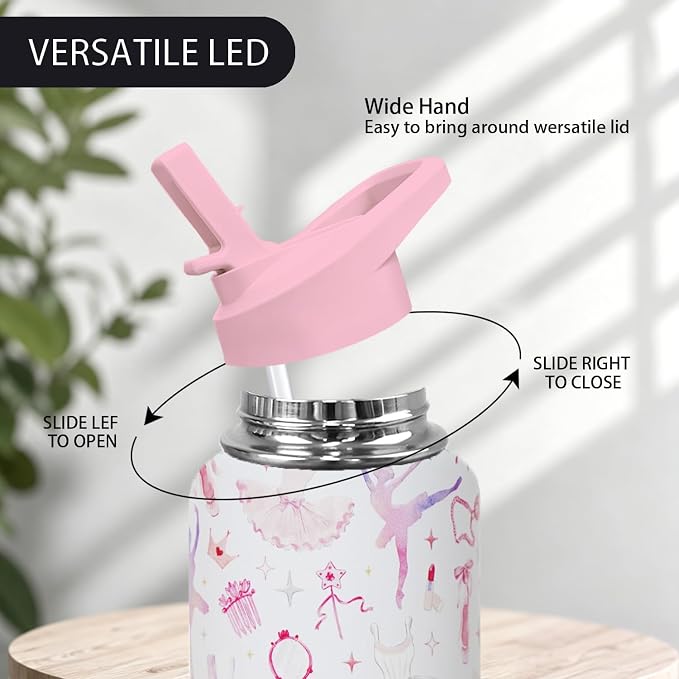 32oz Ballet Stainless Steel Insulated Water Bottle with Straw, Dance Themed Sports Coffee Travel Mug, Ballet Gifts for Women Girls Dancer Dance Decor Accessories