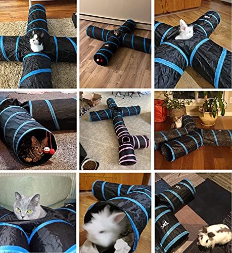 Pawaboo Cat Tunnel, Cat Tunnels for Indoor Cats, 4-Way Foldable Cats Tube