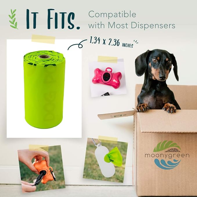 60 Count Compostable Dog Poop Bags, Extra Thick, Leak Proof, Unscented, Eco-Friendly, 9 x 13 Inches