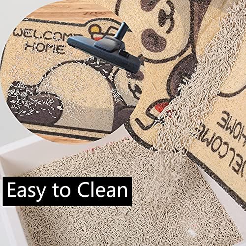 Cute Cat Litter Trapping Mat 24”x16”, Traps Mess from Litter Box and Pet Food Bowl, Soft on Kitty Paws, Easy Clean, Anti Slip, Pet Accessories, Door Floor mats - Lazy Panda