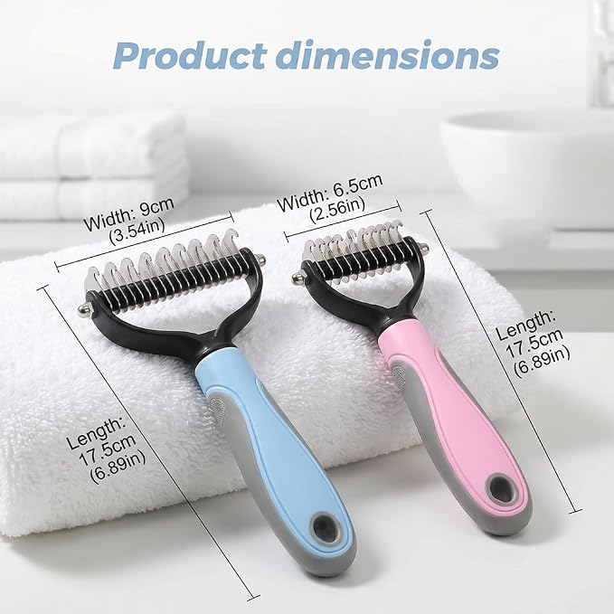 Dematting Comb for Dogs and Cats, 2026 Upgraded Pet Pro Tool Grooming, Dual-Sided Deshedding and Dematting Brush, Ergonomic Pet Grooming Brush, Gentle Pet Hair Remover Comb