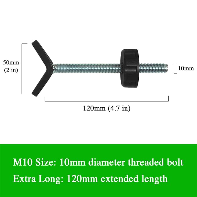 Extra Long M10 (10mm) Stair Banister Adapter Y-Spindle Rods 2 Pack for Pressure Mounted Baby and Pet Safety Gates (10mm, Black)