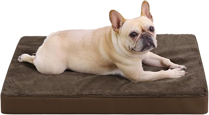 KSIIA Orthopedic Dog Bed for Medium Dogs with Waterproof Lining,Brown,29x18 | Deluxe Soft Plush Dog Crate Bed, Washable Pet Mat with Removable Cover & Egg Crate Foam for Medium Dogs Sleeping & Relaxing