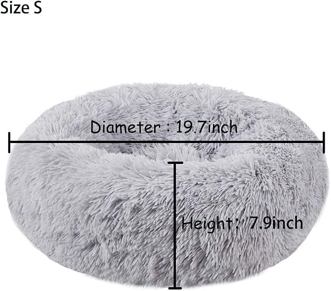 Modern Soft Plush Round Pet Bed for Cats or Small Dogs, Mini Medium Sized Dog Cat Bed Self Warming Autumn Winter Indoor Snooze Sleeping Cozy Kitty Teddy Kennel (20'' D x 8'' H, Light Grey)