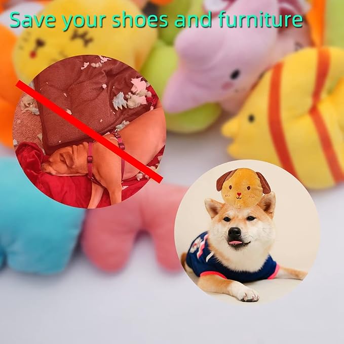 27 Pack Puppy Squeaky Toy, Different Designs Squeakers Pet Toys, Cute Bulk Plush Dog Toys for Small Dogs