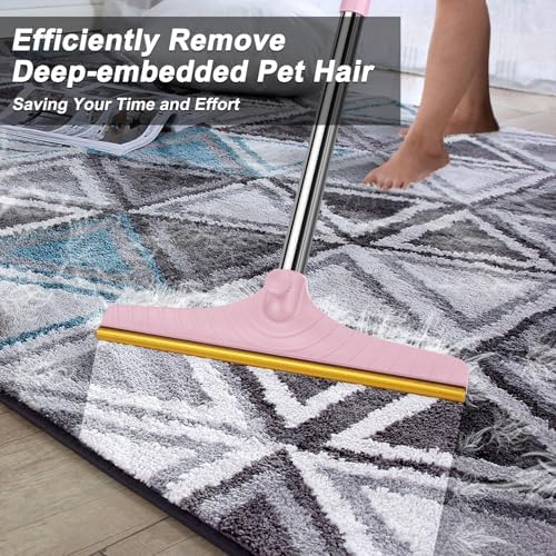 B-Land Carpet Rake for Pet Hair Removal, Carpet Scrape for Rug Pink