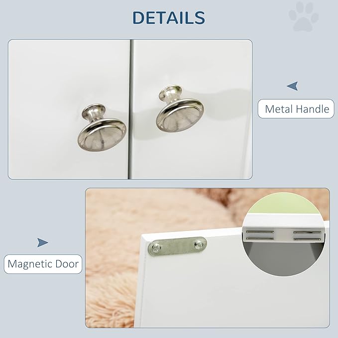 PawHut Large Elevated Dog Bowls with Storage Cabinet Containing Large 44L Capacity, Raised Dog Bowl Stand Pet Food Bowl Pet Feeding Station, White | Raised Dog Bowl Stand, Pet Feeding Station