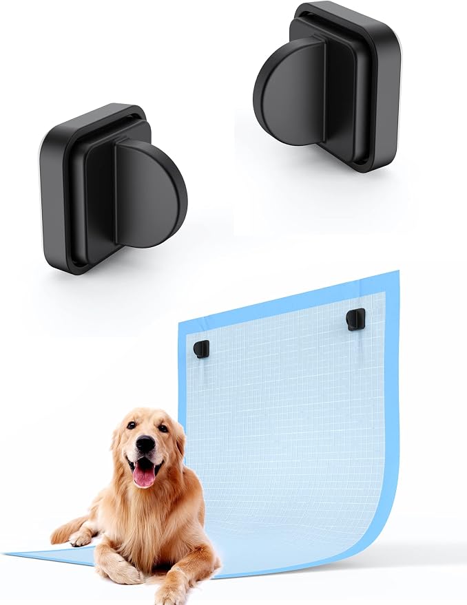Pee Pad Holder for Dogs Potty Training Pad Magnetic Wall Holder for Leg-Lifting Dogs & Marking in The House Compatible with Any Size of Puppy Pee Pads (Black)