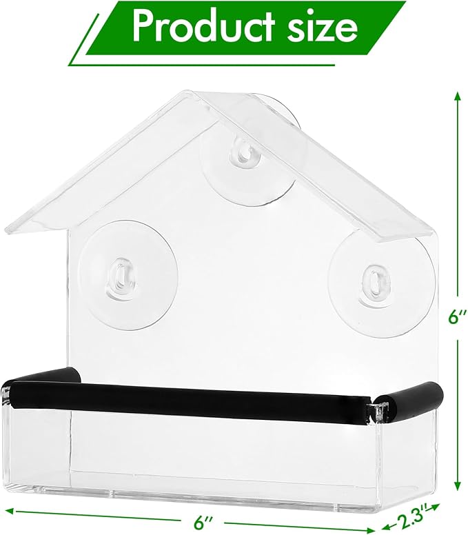 MEWTOGO Outdoor Window Bird Feeder for Cats Viewing, Small | Clear Bird Feeder with Strong Suction Cup, Cat Perch Accessories for Entertaining Watching