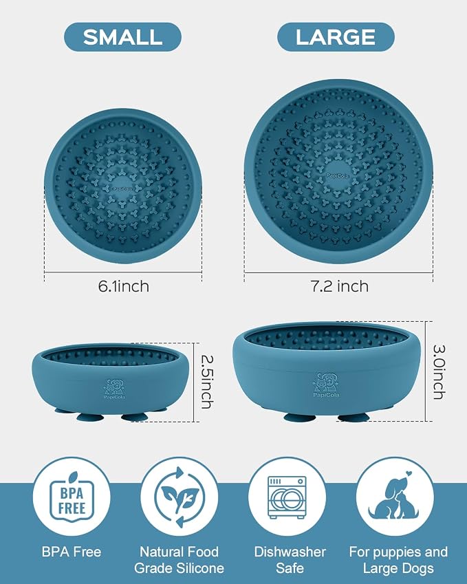 Dog Lick Bowl for Dogs L, Lick Mat, Slow Feeder Lick Bowl with Strong Suction, BPA-Free Silicone, Freeze Licking Bowl for Anxiety Relief, Enrichment & Distraction, Dishwasher Safe (Blue, L)