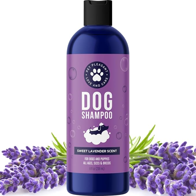 Moisturizing Oatmeal Dog Shampoo for Dry Skin - Calming Lavender Dog Shampoo with Aloe Colloidal Oatmeal and Jojoba Oil for Clean Coat & Skin Relief - Sulfate Paraben Phthalate & Dye Free (8 Fl Oz)