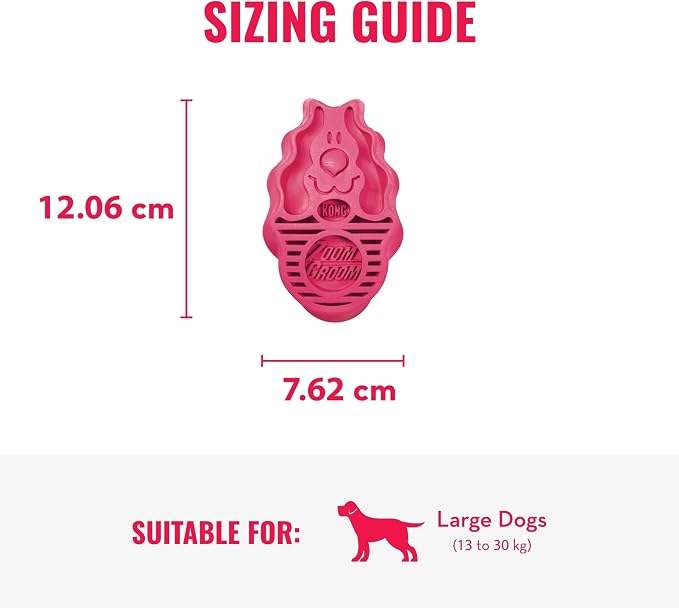KONG - ZoomGroom - Dog Brush for Grooming and Shampooing - Red Brush for Large Dogs