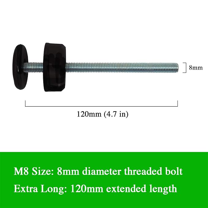 Extra Long M8 (8mm) Spindle Rods for Pressure Mounted Baby and Pet Safety Gates 4 Pack Replacement Set (8mm, Black)