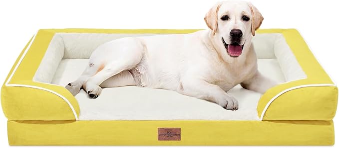 Comfort Expression Orthopedic Dog Bed for Extra Large Dogs with Bolster | Waterproof Dog Couch Bed with Washable Cover & Non-Slip Bottom, Supportive Egg Crate Foam XL Pet Bed, 45x35 Inch